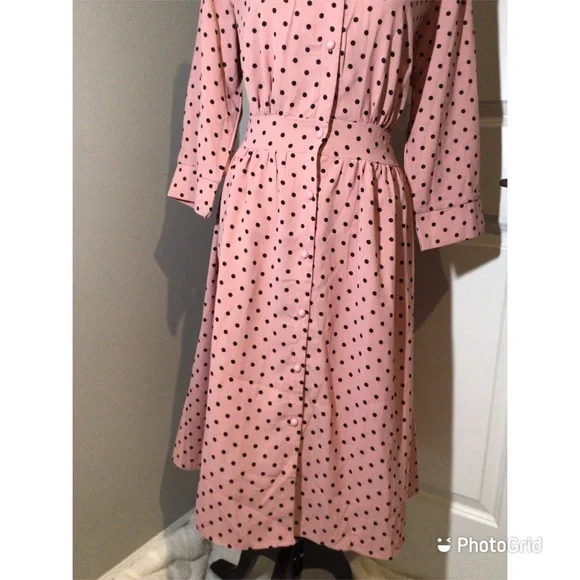 Pink Polka Dot Button-Up Fit & Flare Dress - NWOT - Picture 3 of 9